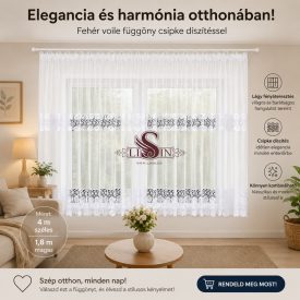 Elegáns fehér voile függöny – 400×180 cm